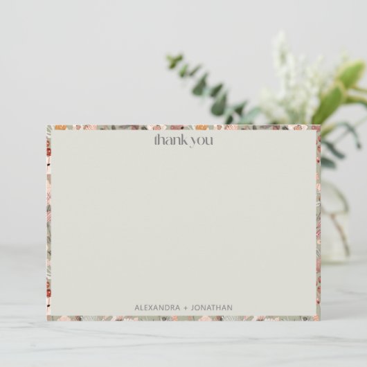Carte De Remerciements Rustic Sage Botanical Couples Shower Custom Names (Debout devant)