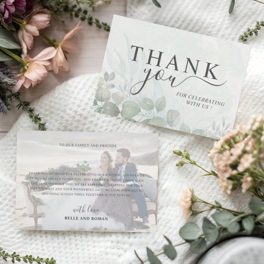Carte De Remerciements Rustic Sage Green Thank You Eucalyptus Wedding