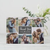 Carte De Remerciements Rustic Simple 6 Photo Collage Mariage de script (Debout devant)