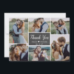 Carte De Remerciements Rustic Simple 6 Photo Collage Mariage de script<br><div class="desc">Rustic Chalkboard 6 Photo Collage Moderne Calligraphie Script Mariage Carte de remerciements. Élégant modèle mariage avec six (6) photos à l'avant et une (1) photo à l'arrière. Avec le texte "merci" dans une police de caractères tourbillonnant en caractères de script en blanc sur le tableau noir ou gris foncé ou...</div>