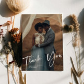 Carte De Remerciements Rustic Thank You Script Wedding Vertical Photo