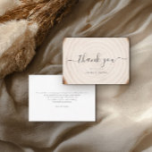 Carte De Remerciements Rustic Tree Ring Wood Script Calligraphy Wedding