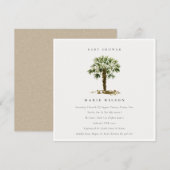 Carte De Remerciements Rustic Tropical Beach Palm Tree Baby shower Invita (Devant / Derrière)