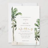 Carte De Remerciements Rustic Tropical Beach Palm Trees Wedding Invite (Devant)