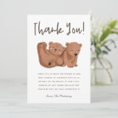 Carte de remerciements Rustic Twins Club Bear Baby (Debout devant)