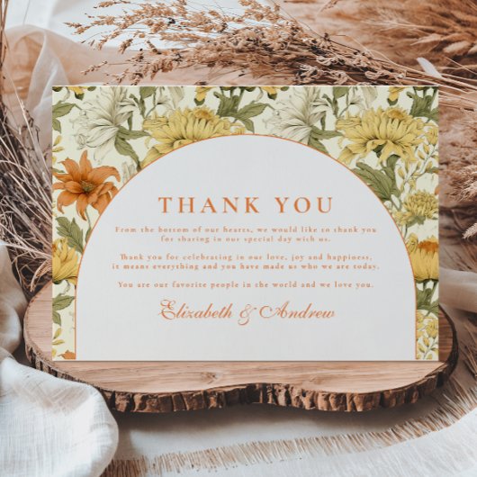 Carte De Remerciements Rustic Vintage Floral Wedding