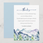 Carte De Remerciements Rustic Watercolor Mountains Mariage (Devant / Derrière)
