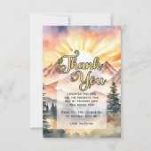 Carte De Remerciements Rustic Watercolor Mountains Nature Sunrise Script (Devant)