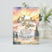 Carte De Remerciements Rustic Watercolor Mountains Nature Sunrise Script (Debout devant)