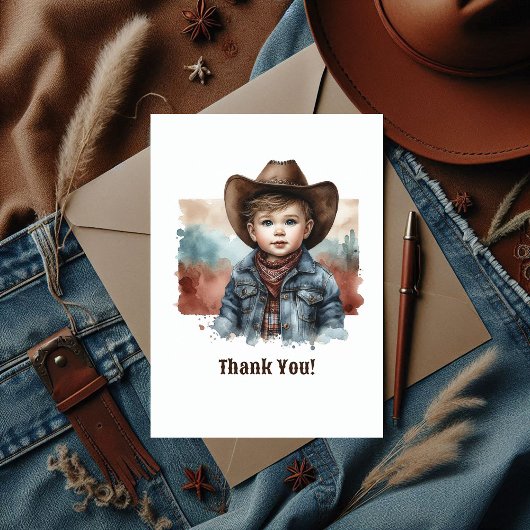 Carte De Remerciements Rustic Western Howdy, Partenaire ! Anniversaire de