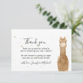 Carte De Remerciements Rustic wild animal alpaca llama Thank You (Debout devant)