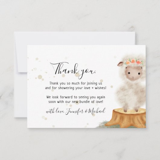 Carte De Remerciements Rustic wild animal sheep cute Thank You (Devant)