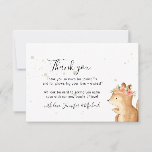 Carte De Remerciements Rustic wild animal squirrel Thank You (Devant)