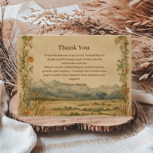 Carte De Remerciements Rustic Wildflower Mountain Birthday