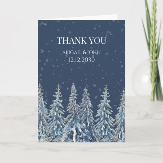 Carte De Remerciements Rustic Winter Forest Wedding Thank You Card (Devant)