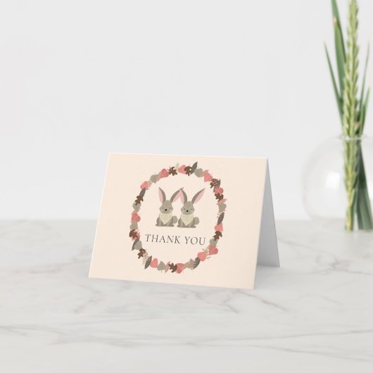 Carte De Remerciements Rustic Woodland Animals Twins Thank You (Devant)