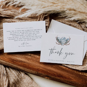 Carte De Remerciements Rustique Antlers Mountain Mariage