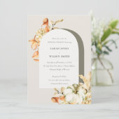 Carte De Remerciements Rustique Automne Citrouille Arc Floral Mariage Inv (Debout devant)