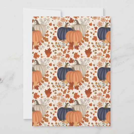 Carte De Remerciements Rustique Automne Citrouille Feuille Fleur sauvage (Dos)