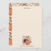 Carte De Remerciements Rustique Automne Citrouille Feuille Fleur sauvage (Devant / Derrière)
