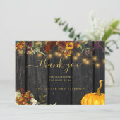 Carte De Remerciements Rustique automne floral script douche nuptiale (Debout devant)