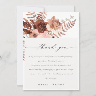 Carte De Remerciements Rustique Boho séché rouille Blush Fern Mariage orc