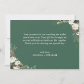 Carte De Remerciements Rustique Chic Hiver Floral Holly Berries Mariage (Dos)