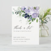 Carte De Remerciements Rustique Chic Violet violet Floral Mariage (Debout devant)