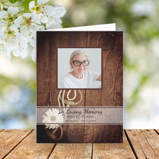 Carte De Remerciements Rustique Daisy Horse Bit Western Funérailles Sympa