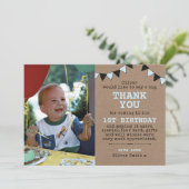 Carte de remerciements rustique d'anniversaire de (Debout devant)