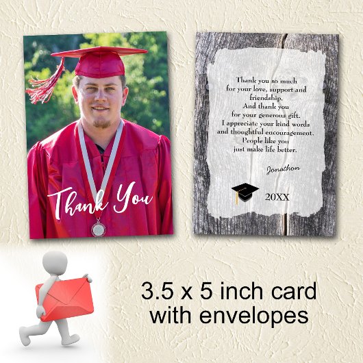 Carte de remerciements Rustique de Graduation Oues