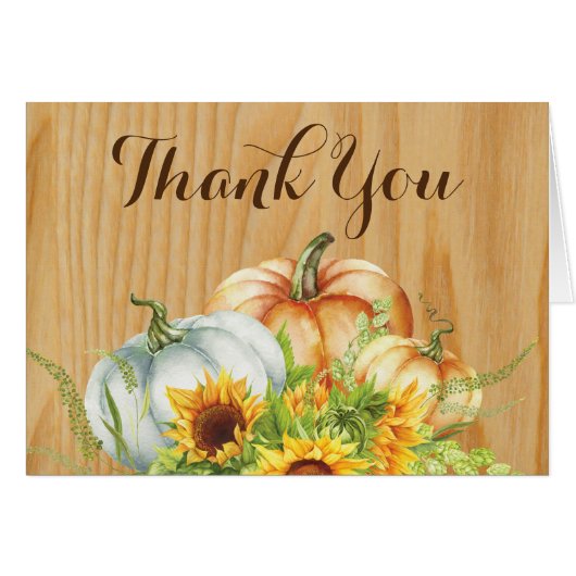 Carte de remerciements rustique de tournesol de (Devant Horizontal)