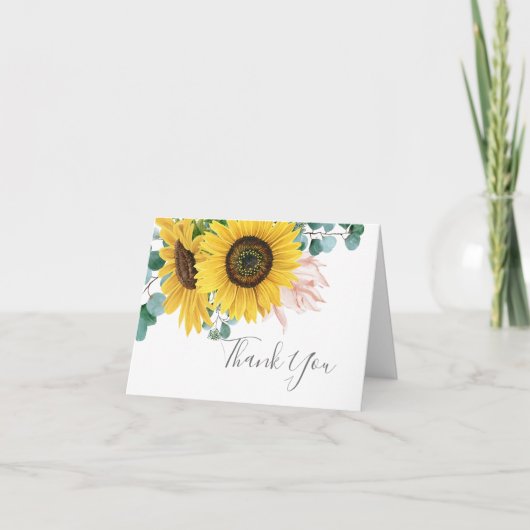 Carte de remerciements rustique de tournesol Eucal (Devant)