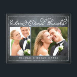 Carte de remerciements rustique du Mariage frontal<br><div class="desc">Envoyer votre note de remerciement sera une brise avec cette carte postale de remerciement chic et élégant. Visitez notre showroom design à l'adresse WWW.BERRYBERRYSWEET.COM</div>