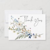 Carte De Remerciements Rustique Dusty Blue Fleurs sauvages & Daisy Mariag (Devant)
