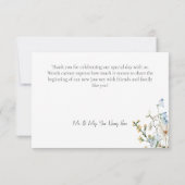 Carte De Remerciements Rustique Dusty Blue Fleurs sauvages & Daisy Mariag (Dos)