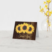 Carte de remerciements rustique en bois de tournes (Fleur jaune)