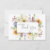 Carte De Remerciements Rustique Fleurs sauvages d'été et Mariage de tourn (Devant)