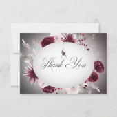 Carte De Remerciements Rustique gothique Noir & Bourgogne Mariage d'Hallo (Devant)