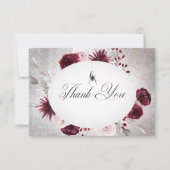 Carte De Remerciements Rustique gothique Noir & Bourgogne Mariage d'Hallo (Devant)