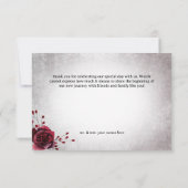 Carte De Remerciements Rustique gothique Noir & Bourgogne Mariage d'Hallo (Dos)