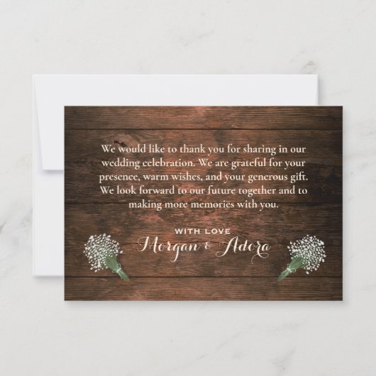 Carte De Remerciements Rustique Grange bois Mason Jar String Mariage (Dos)