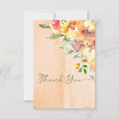 Carte De Remerciements Rustique Jaune Orange & Pêche Rose Mariage (Devant)