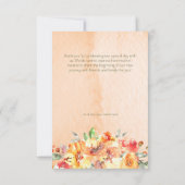 Carte De Remerciements Rustique Jaune Orange & Pêche Rose Mariage (Dos)