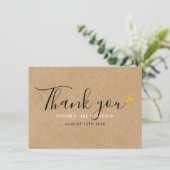 Carte De Remerciements Rustique Kraft Cœurs Élégants Script (Debout devant)