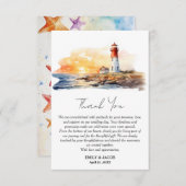 Carte De Remerciements Rustique Light House Mariage nautique côté mer (Devant / Derrière)