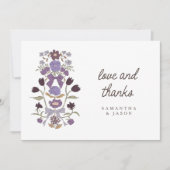 Carte De Remerciements Rustique Lilac Bow & Blossom Mariage (Devant)