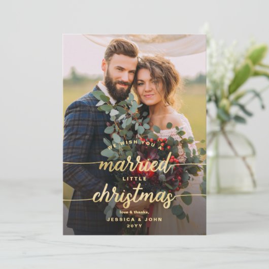 Carte De Remerciements Rustique marié Petit Noël 2 Mariage photo (Debout devant)