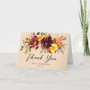 Carte De Remerciements Rustique Marsala Brûlé Orange Chute Wreath
