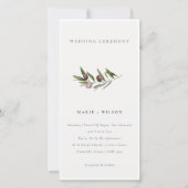 Carte De Remerciements Rustique minimal Olive Branche Foliage Mariage Inv (Devant)